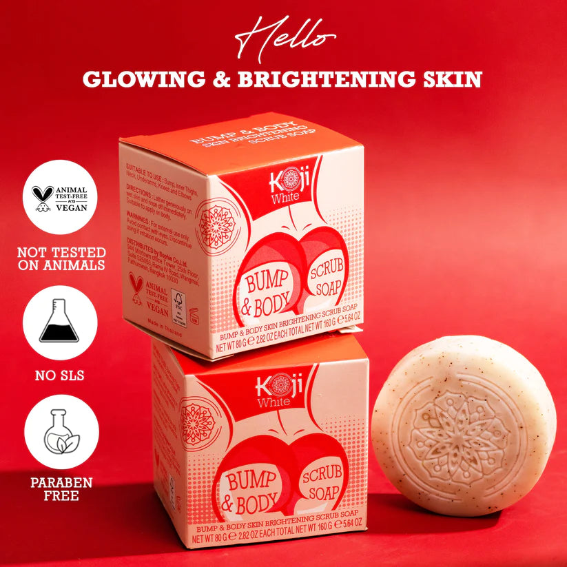 Koji White Kojic Acid Bump Eraser Body Scrub Soap (2 Bars)